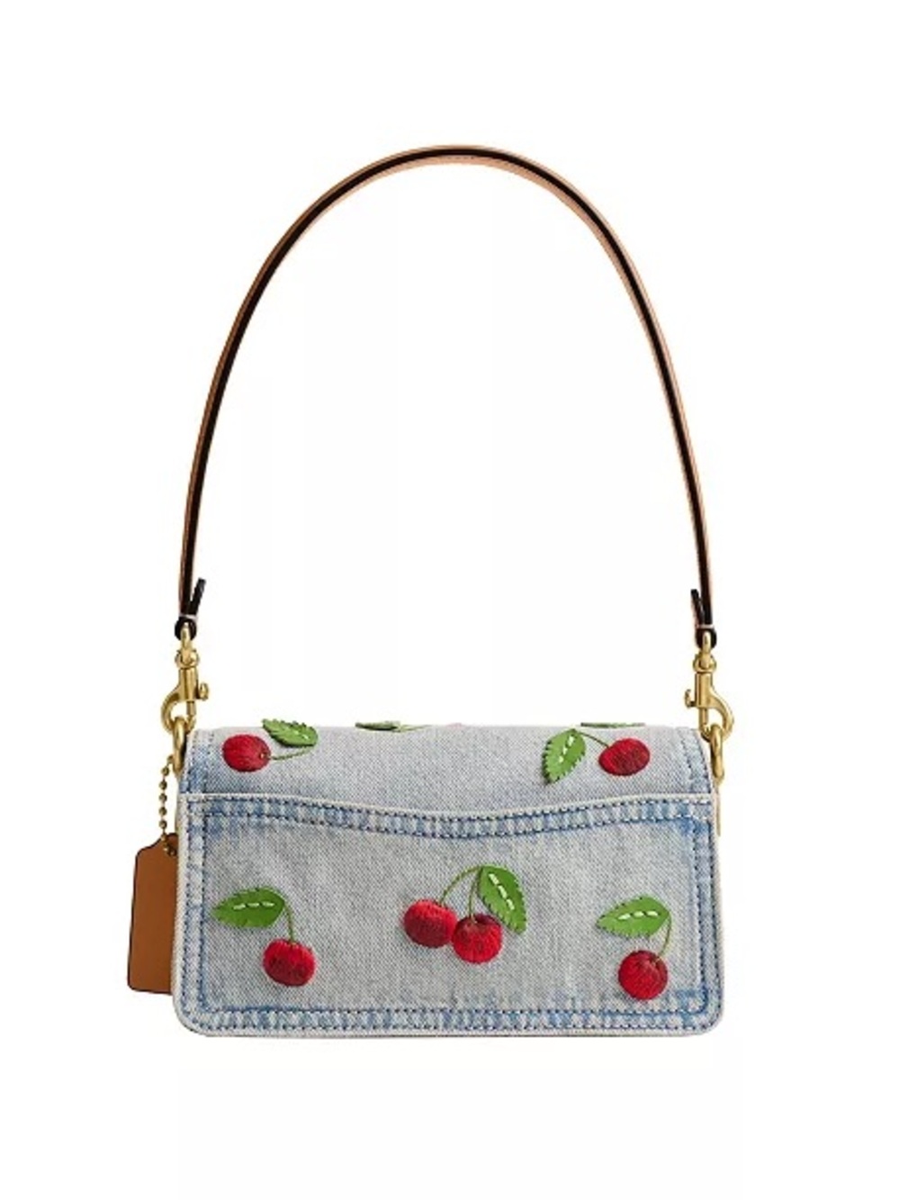 COACH Tabby Small Denim Cherry Embroidery Shoulder Bag 20 - Picture 2 of 10